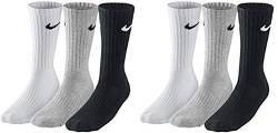 Nike 6 Paar Herren Damen Socken SX4508 weiß oder schwarz oder weiß grau schwarz, Sockengröße:46-50, Farbe:weiß grau schwarz von Nike