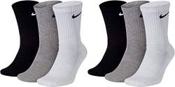 Nike 6 Paar Socken Herren Damen Weiß Grau Schwarz Tennissocken Sparset SX7664, Farbe:weiß grau schwarz, Größe:42-46 von Nike