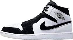 Nike Air Jordan 1 Mid-Top Herren-Schuhe, Weiß/Schwarz-mehrfarbig, 46 EU von Nike