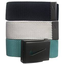 Nike Golf-Webgürtel, 3er-Pack, Weiß/Blaugrün / Marineblau, Einheitsgröße von Nike