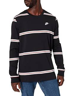 Nike Herren NSW Streifen Longsleeve T-Shirt, Schwarz (Black/White), (Herstellergröße: Large) von Nike