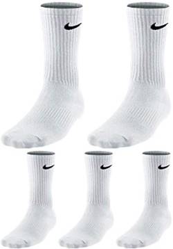 Nike Socken 5 Paar Herren Damen Sparset Tennissocken Sportsocken Laufsocken Paket Bundle, Farbe:weiß, Größe:34-38 von Nike