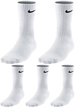 Nike Socken 5 Paar Herren Damen Sparset Tennissocken Sportsocken Laufsocken Paket Bundle, Farbe:weiß, Größe:42-46 von Nike