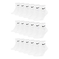 Nike Socken Damen Herren Weiß Schwarz Kurz Sportsocken Größe 34 36 38 40 42 44 46 48 50 Sparset SX7677, Sockengröße:38-42, Sockenfarbe:9 Paar weiss von Nike