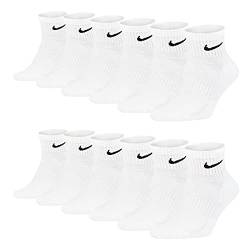 Nike Socken Damen Herren Weiß Schwarz Kurz Sportsocken Größe 34 36 38 40 42 44 46 48 50 Sparset SX7677, Sockengröße:42-46, Sockenfarbe:6 Paar weiss von Nike