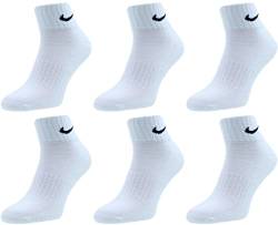 Nike Socken Herren Damen 6 Paar One Quater Socks Kurze Socke Knöchelhoch Weiß Schwarz Gemischt (weiss grau schwarz) Größe 34 36 38 40 42 44 46 48 50, Farbe:weiß, Grösse:34-38 von Nike