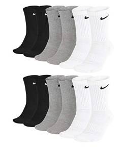 Nike Unisex Trainingssocken Everyday Cushioned Crew Socks SX7664 6 Paar, Größe:46-50, Artikel:-901 grey/white/black von Nike