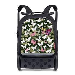 Nikidom - Kinderrucksack - Roller Up Butterfly Camo - 52 x 32,5 x 21 cm - Robuster Rucksack - Unisex - Rucksack mit Rollen in Premium Qualität - Schulrucksack für Kinder - Inklusive Tragegurt von Nikidom