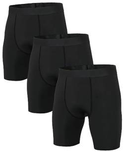 Niksa 3er Pack Herren Kompressionsshorts,Schnelltrocknendes Baselayer Unterhose Tights Kurz hochwertig Schwarz XXL von Niksa