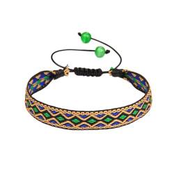 Nilioyul Armband für Frauen im Boho Stil mit feinen Nähten, farbechtes und hautfreundliches Baumwoll Bohemia Armband, gewebtes Armband, Typ 5 von Nilioyul