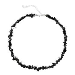 Nilioyul Einzigartige Damen Kristallstein Halskette, handgefertigt mit natürlichen Quarzperlen, Statement Stück, Naturstein Quarz Halsband, Schwarz von Nilioyul