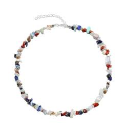 Nilioyul Einzigartige Damen Kristallstein Halskette, handgefertigt mit natürlichen Quarzperlen, Statement Stück, Naturstein Quarz Halsband, Sortierte Farbe von Nilioyul