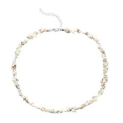 Nilioyul Einzigartige Damen Kristallstein Halskette, handgefertigt mit natürlichen Quarzperlen, Statement Stück, Naturstein Quarz Halsband, Weiß von Nilioyul