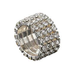 Nilioyul Einzigartiger Verlobungs Hochzeits Versprechensring mit elastischem Band und Diamanteinlagen, die im Leben strahlen. Die Verarbeitung ist exquisit, Silber, 1 Reihe von Nilioyul