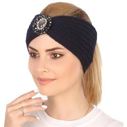 Nilioyul Gestricktes Stirnband für Damen, atmungsaktiv, schweißabsorbierend, bequem, multifunktional, Ohrenwärmer, Kopfwärmer, Polyester, Dunkelblau von Nilioyul