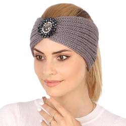 Nilioyul Gestricktes Stirnband für Damen, atmungsaktiv, schweißabsorbierend, bequem, multifunktional, Ohrenwärmer, Kopfwärmer, Polyester, Hellgrau von Nilioyul
