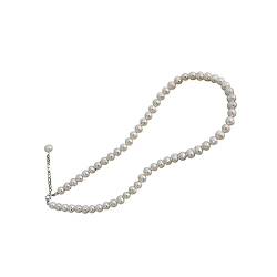 Nilioyul Natürliche Süßwasserperlen Halsketten, eleganter Stil, verstellbarer Halsschmuck, Damen Halskette, Geschenke für Hochzeitsbankett, 32cm von Nilioyul