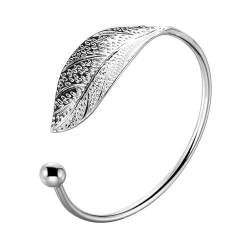 Nilioyul Premium Glücksblatt Armband aus 925er Sterlingsilber, verstellbar und flexibel, Persönlichkeits Blatt Armband, stilvoll und zart von Nilioyul