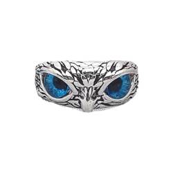 Nilioyul Retro Eulenaugen Ring, galvanisiert mit metallischem Glanz, Hochzeits Augen Eulenring, exquisite Handwerkslegierung, langlebig, Blau von Nilioyul