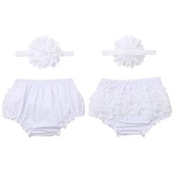 Nimiya Neugeborenen Baby Mädchen Bloomers Baumwolle Unterhose Mit Blumen Stirnband Weiche Spitze Schlüpfer Bequem Babykleidung Unterwäsche Gr. 50-74 A Weiß 50-56 von Nimiya