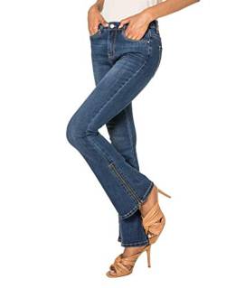 Nina Carter Art. P151 Damen Jeanshosen Flared Bootcut Zip Jeans (Blau (P151), M) von Nina Carter