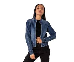 Nina Carter Damen Jeans-Bomberjacken mit Rippbündchen Leichte Jeansjacke Übergangsjacke Stretch Denim Casual Jacke (Blau (S550), M) von Nina Carter