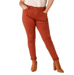 Nina Carter Damen Jeanshosen großen Größen Stretchjeans Plus Size Jeans Used-Look Denim Hose, Rotbraun (P199-23), 4XL von Nina Carter