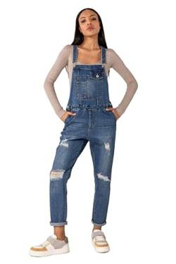 Nina Carter Damen Latzhose Jeans Boyfriend Denim Overall Jumpsuit Used-Look Sommeroverall (DE/NL/SE/PL, Alphanumerisch, L, Regular, Regular, Blau (S535-3)) von Nina Carter
