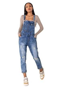 Nina Carter Damen Latzhose Jeans Boyfriend Denim Overall Jumpsuit Used-Look Sommeroverall (DE/NL/SE/PL, Alphanumerisch, M, Regular, Regular, Hellblau (S535)) von Nina Carter
