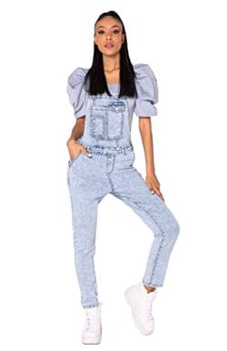 Nina Carter Damen Latzhose Jeans Boyfriend Denim Overall Jumpsuit Used-Look Sommeroverall (Himmelblau (S512-8), M) von Nina Carter