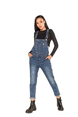 Nina Carter Damen Latzhose Jeans Boyfriend Denim Overall Jumpsuit Used-Look Sommeroverall (Mittelblau (S512-3), M) von Nina Carter