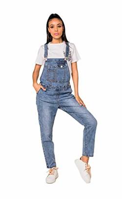 Nina Carter Damen Latzhose Jeasns Boyfriend Denim Overall Jumpsuit Used-Look Sommeroverall (Blau (S512), L) von Nina Carter