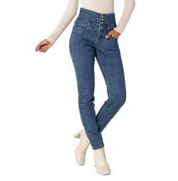 Nina Carter Damen Skinny Fit Jeanshosen High Waist Jeans Used-Look, Blau (LC218), XL von Nina Carter