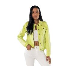 Nina Carter J212 Damen Jeansjacke Übergangsjacke Leichte Waschungseffekt Denim Casual Jacke, Limettengrün (J212-18), M von Nina Carter