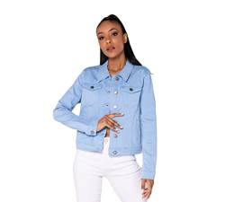 Nina Carter J212 Damen Jeansjacke Übergangsjacke Leichte Waschungseffekt Denim Casual Jacke (S, Himmelblau (J212-17)) von Nina Carter