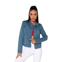 Nina Carter J212 Damen Jeansjacke Übergangsjacke Leichte Waschungseffekt Denim Casual Jacke (XS, Blau Canard (J212-15)) von Nina Carter