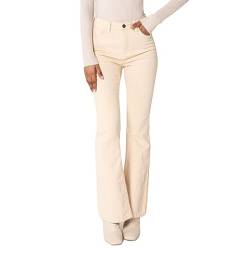 Nina Carter J221 Damen Hochtaillierte Bootcut Stretch-Cordhose aus Samtigem Kordel Vintage Schlaghose Cordjeans, Creme (J221-24), L von Nina Carter