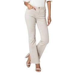 Nina Carter J230 Damen Jeanshosen High Waist Slim Fit Bootcut Jeans mit Ausgefranstem Beinabschluss (Creme (J230-25), S) von Nina Carter