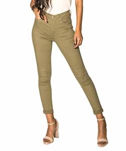Nina Carter P056 Damen Jeanshosen Skinny Fit Jeans High Waist (Khaki (P109-9), XL, x_l) von Nina Carter