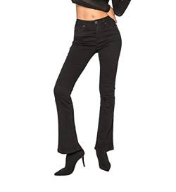 Nina Carter P079 Damen Jeanshosen Flared Bootcut Zip Used Look Ausgestellte Jeans Schlaghosen (Schwarz (P079-2), M) von Nina Carter