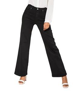 Nina Carter P080 Damen Jeanshosen Flared Bootcut High Waist Jeans (Schwarz (P080-3), L) von Nina Carter