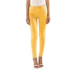 Nina Carter P106 Damen Jeanshosen Slim Fit Push-Up Skinny Jeans Mid-High Waist, Gelb (P106-14), S von Nina Carter