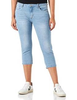 Nina Carter P132 Damen Capri Skinny Fit Jeanshosen HIGH Waist Jeans Used-Look Waschungseffekt, Hellblau (P132-6), S von Nina Carter