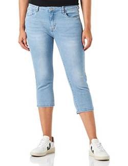 Nina Carter P132 Damen Capri Skinny Fit Jeanshosen HIGH Waist Jeans Used-Look Waschungseffekt, Hellblau (P132-6), XL von Nina Carter