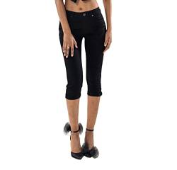 Nina Carter P132 Damen Capri Skinny Fit Jeanshosen HIGH Waist Jeans Used-Look Waschungseffekt, Schwarz (P132-8), M von Nina Carter