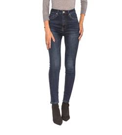 Nina Carter P190 Damen Skinny Fit Jeanshosen Extra HIGH Waist Jeans Used-Look (Dunkelblau (P190-2), XXL) von Nina Carter