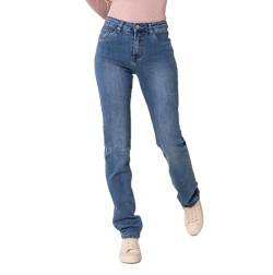 Nina Carter P209 Damen High Waist Tall Jeans Straight Leg Jeanshose mit geradem Beinschnitt Used-Look, Blau (P209-5), XL von Nina Carter