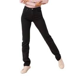 Nina Carter P209 Damen High Waist Tall Jeans Straight Leg Jeanshose mit geradem Beinschnitt Used-Look, Schwarz (P209-8), L von Nina Carter