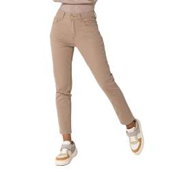 Nina Carter P210 Damen Mom Jeans High Waist Jeanshosen Used-Look Stretchjeans, Taupe (P210-18), XL von Nina Carter