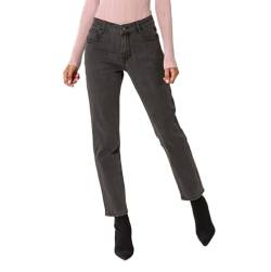 Nina Carter Q1806 Damen Boyfriend Jeanshosen HIGH Waist Used-Look Jeans Waschungseffekt (Dunkelgrau (Q1806), XS) von Nina Carter